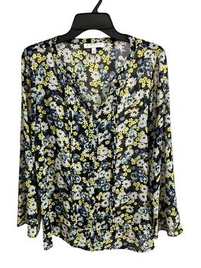Chaus Floral V-Neck Long Sleeve Blouse